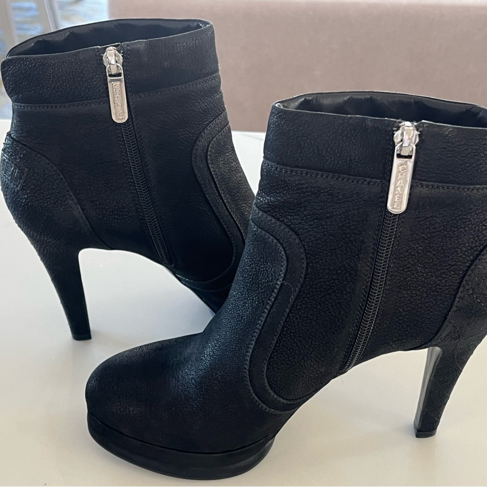 CHANEL Black Quilted Caviar Leather Ankle Platform Booties Heeled Boots NWT NIB - Picture 9 of 16
